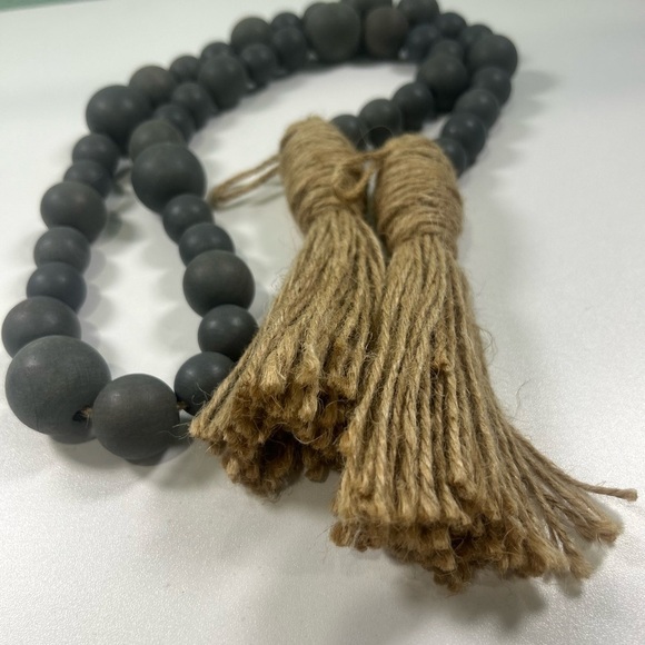 Large Wooden Bead Garland with Tassels Gray - Picture 6 of 6